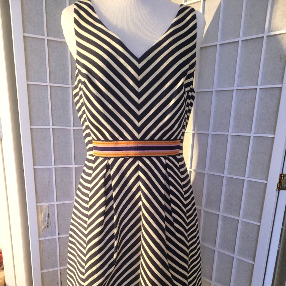 Anthropologie {Maeve} striped fit & flare v-neck dress